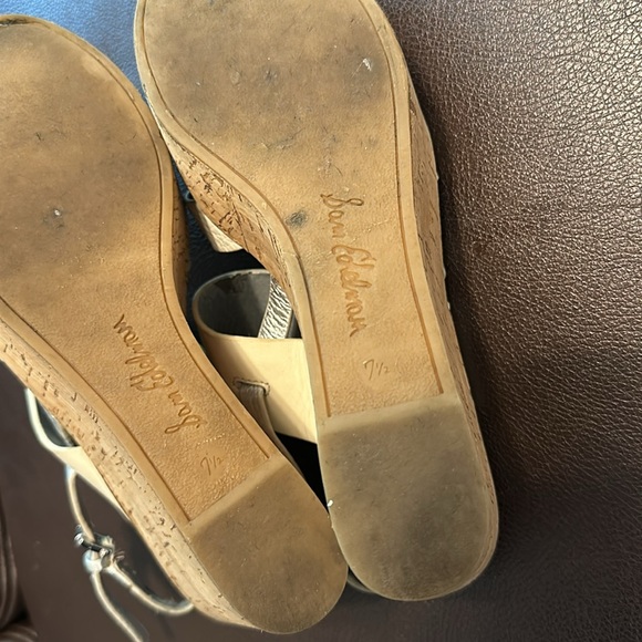 Sam Edelman platform shoes - cork wedge cream leather silver sandal shoes - Picture 13 of 13